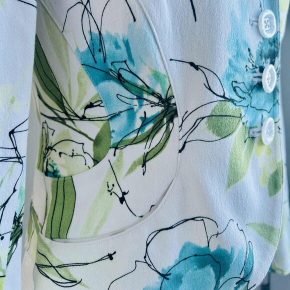 Vintage Simon Chang White Botanical Tailored Jacket with Sculpted Seams – US 4P - Picture 9 of 14